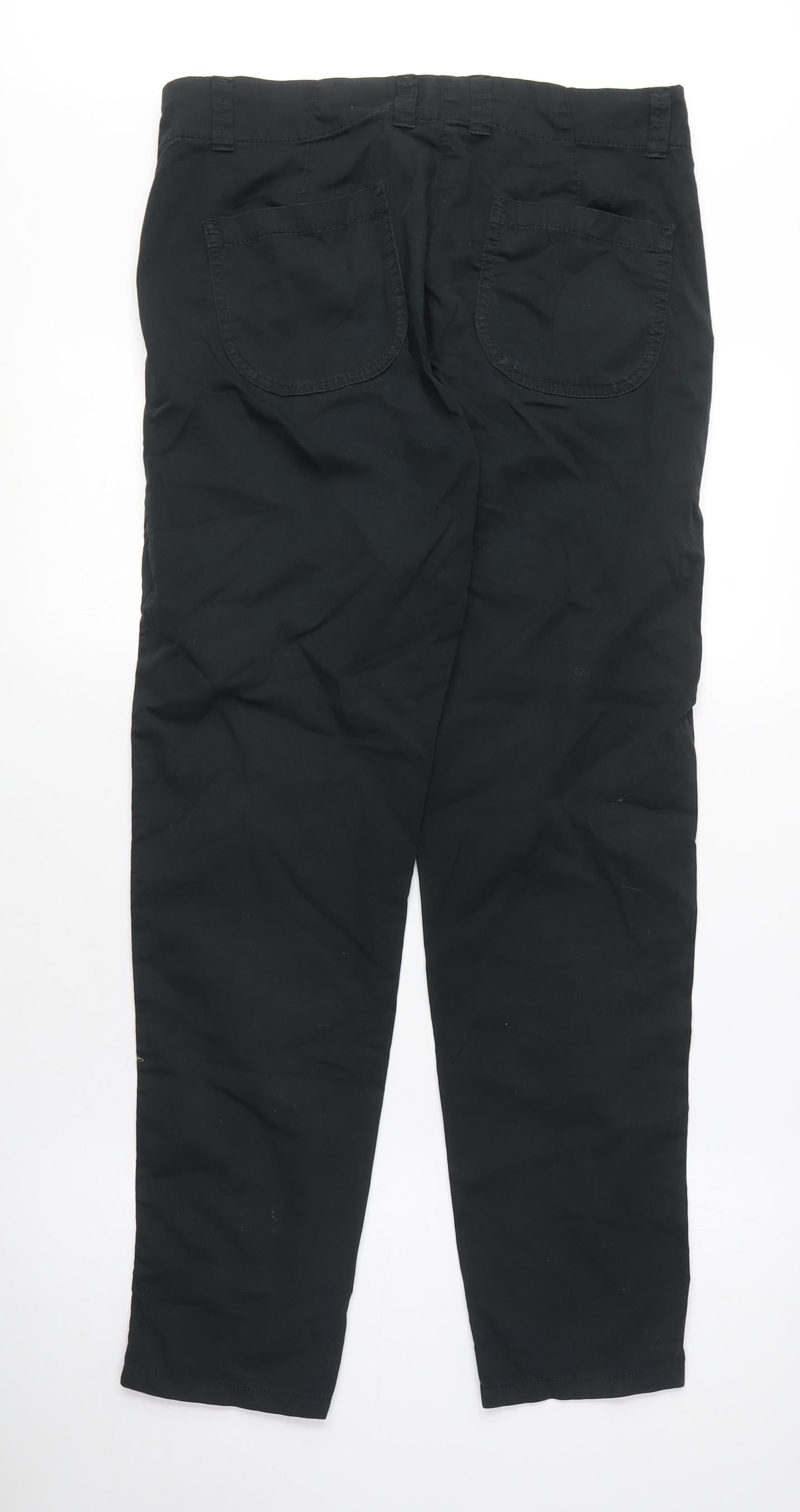 Marks and Spencer Womens Black Cotton Cargo Trousers Size 10 L30 in Regular Zip