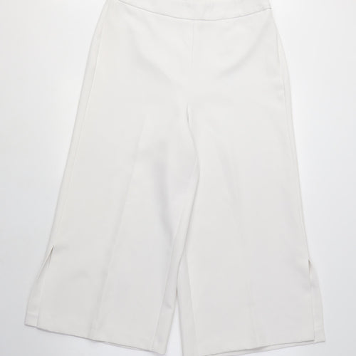 New Look Womens White Cotton Capri Trousers Size 10 L21 in Regular Zip - 3/4 length