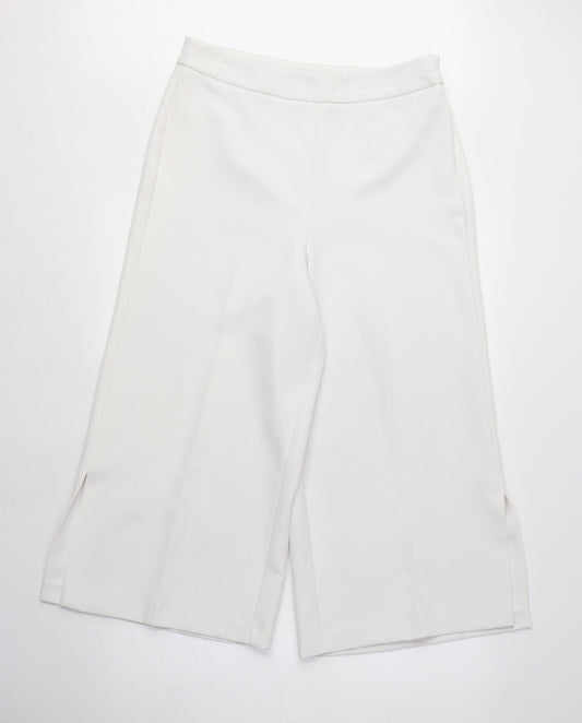 New Look Womens White Cotton Capri Trousers Size 10 L21 in Regular Zip - 3/4 length