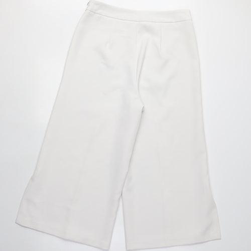 New Look Womens White Cotton Capri Trousers Size 10 L21 in Regular Zip - 3/4 length