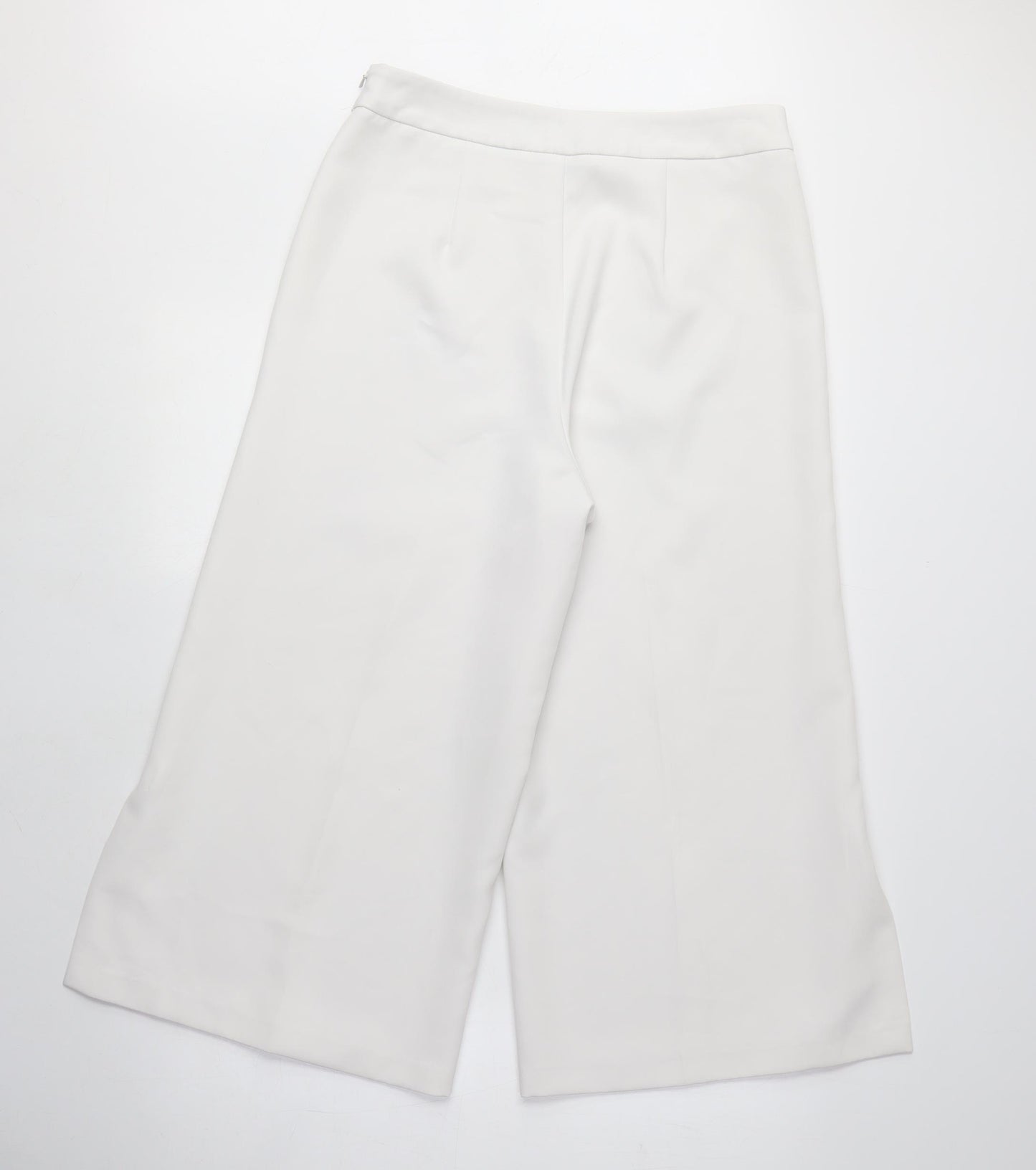 New Look Womens White Cotton Capri Trousers Size 10 L21 in Regular Zip - 3/4 length