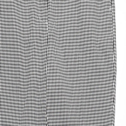 Marks and Spencer Womens Black Check Polyester Trousers Size 8 L28 in Regular Zip