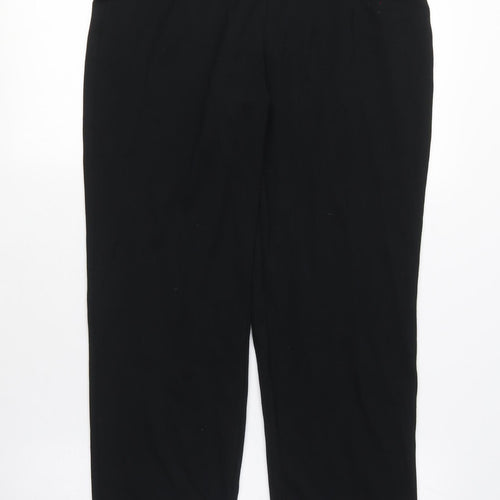 Marks and Spencer Womens Black Cotton Trousers Size 12 L25 in Regular - Stretch