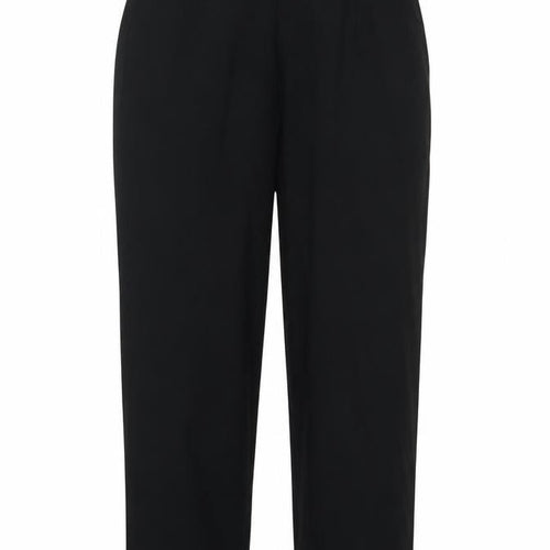 Marks and Spencer Womens Black Cotton Trousers Size 12 L25 in Regular - Stretch