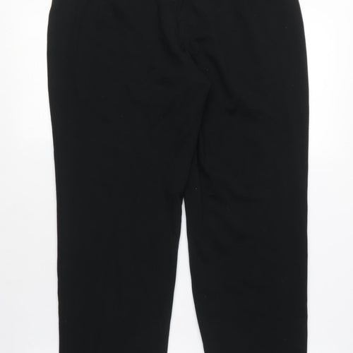 Marks and Spencer Womens Black Cotton Trousers Size 12 L25 in Regular - Stretch