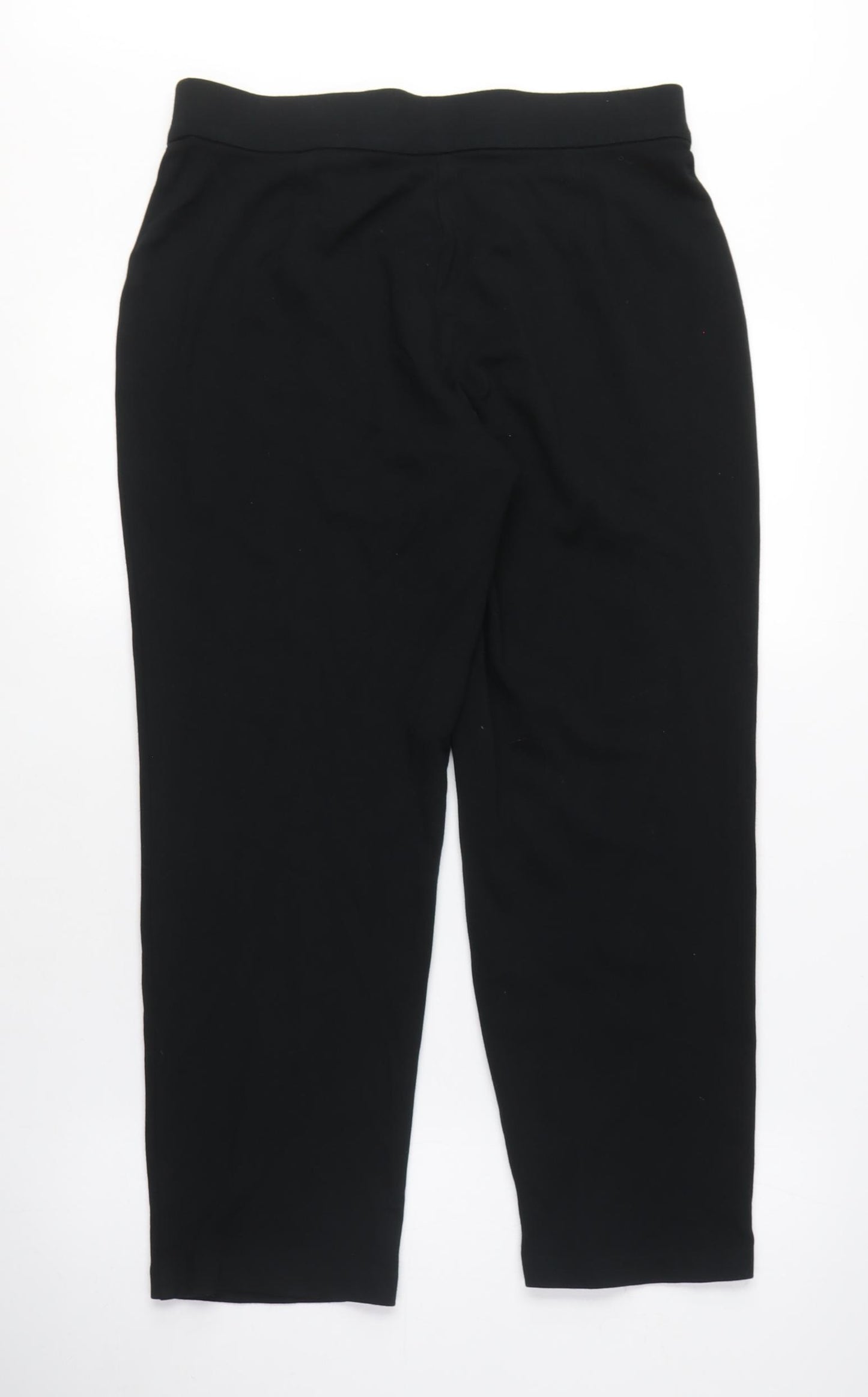 Marks and Spencer Womens Black Cotton Trousers Size 12 L25 in Regular - Stretch