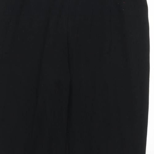 Marks and Spencer Womens Black Cotton Trousers Size 12 L25 in Regular - Stretch