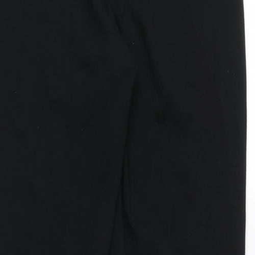 Marks and Spencer Womens Black Cotton Trousers Size 12 L25 in Regular - Stretch