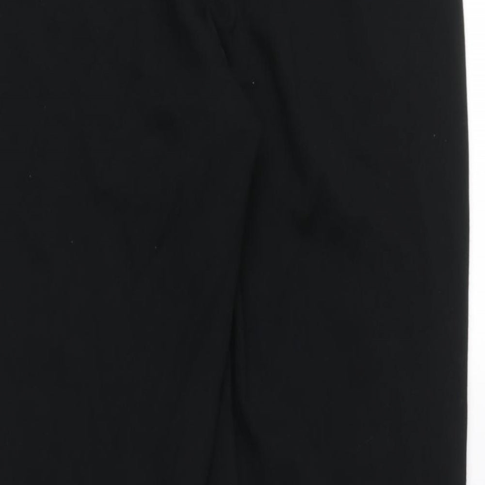 Marks and Spencer Womens Black Cotton Trousers Size 12 L25 in Regular - Stretch