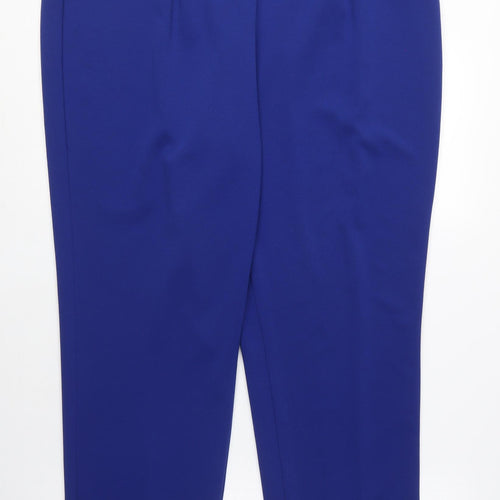 Edit Womens Blue Polyester Carrot Trousers Size 20 L29 in Regular - Elasticated Waist