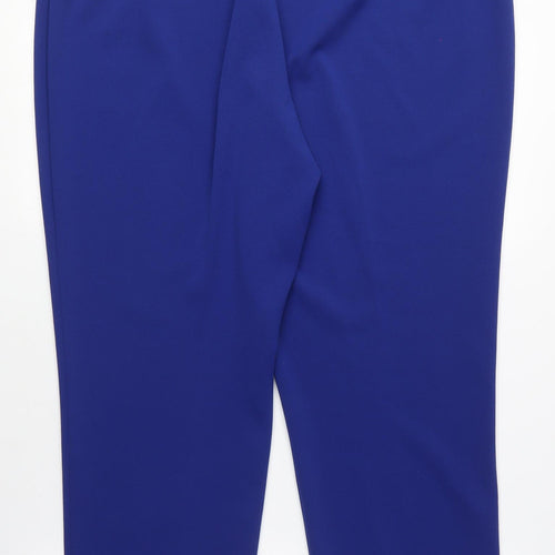 Edit Womens Blue Polyester Carrot Trousers Size 20 L29 in Regular - Elasticated Waist