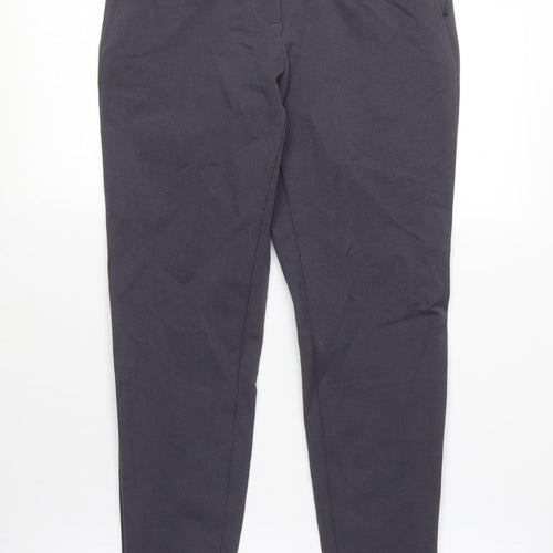 Marks and Spencer Womens Grey Polyamide Carrot Trousers Size 8 L27 in Regular Zip - Zip Leg