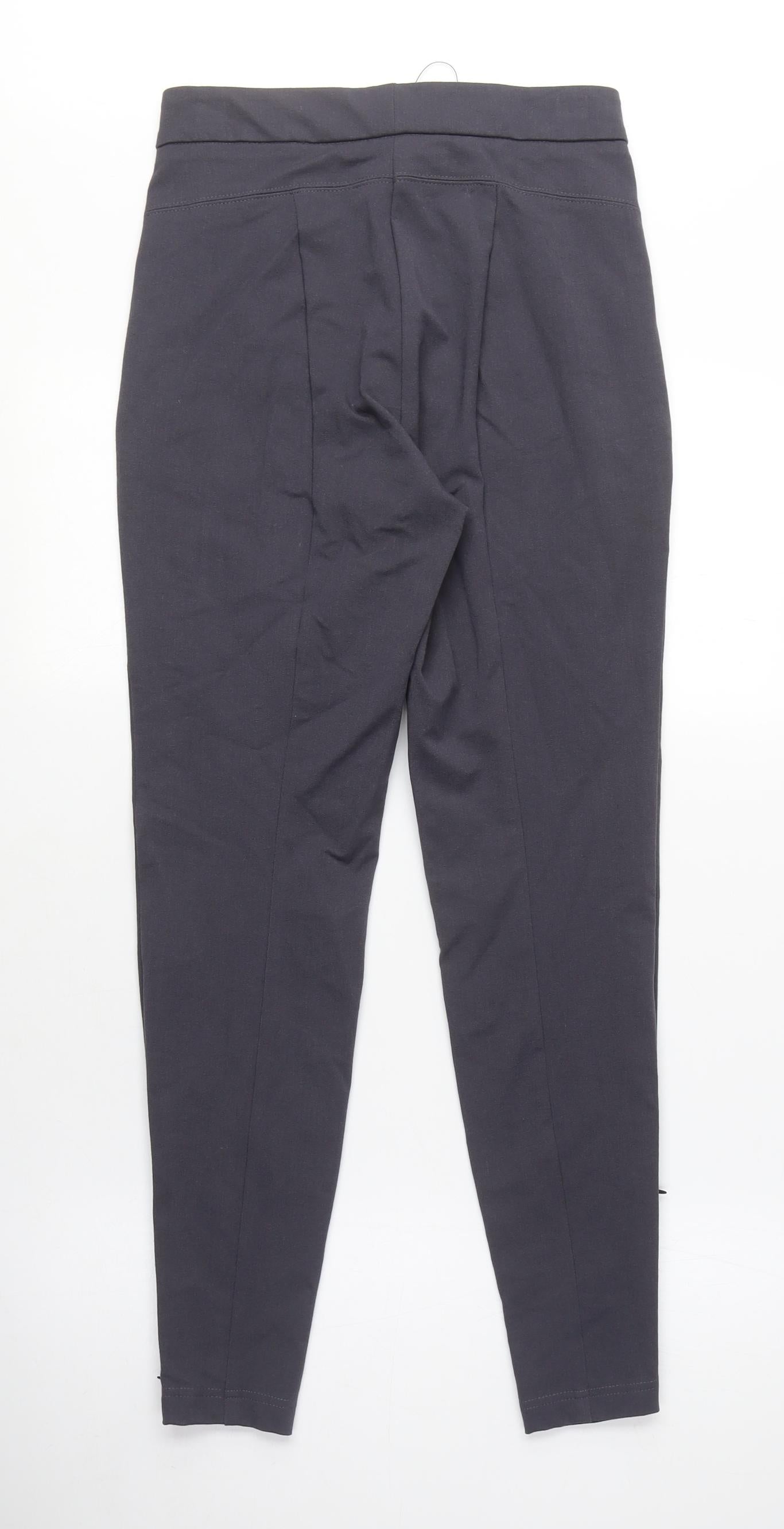 Marks and Spencer Womens Grey Polyamide Carrot Trousers Size 8 L27 in Regular Zip - Zip Leg