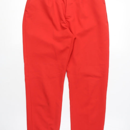 Bershka Womens Red Polyester Carrot Trousers Size S L25 in Regular Zip - Cropped