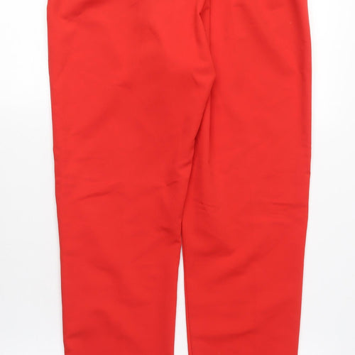 Bershka Womens Red Polyester Carrot Trousers Size S L25 in Regular Zip - Cropped