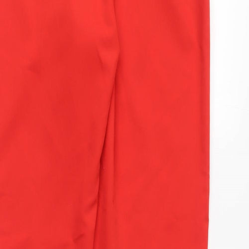 Bershka Womens Red Polyester Carrot Trousers Size S L25 in Regular Zip - Cropped
