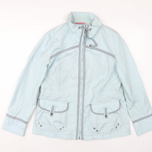 Conceptk Womens Blue Rain Coat Coat Size 12 Zip