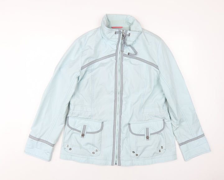 Conceptk Womens Blue Rain Coat Coat Size 12 Zip