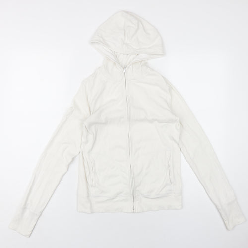 Uniqlo Womens White Cotton Full Zip Hoodie Size S Zip