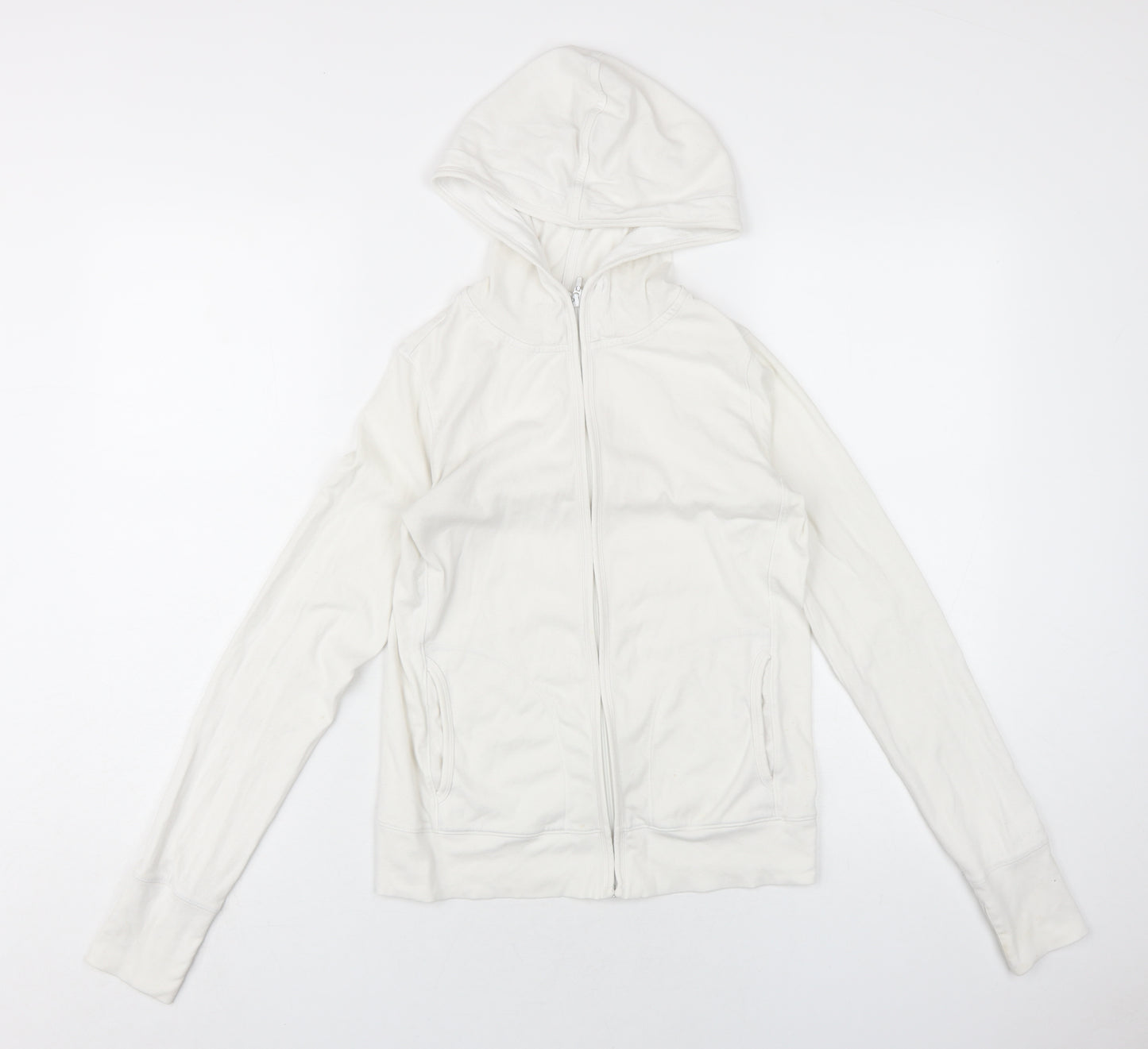 Uniqlo Womens White Cotton Full Zip Hoodie Size S Zip