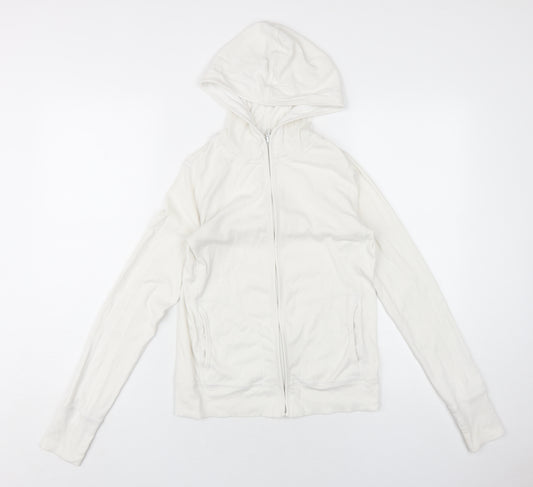 Uniqlo Womens White Cotton Full Zip Hoodie Size S Zip