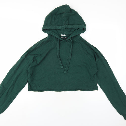 Bershka Womens Green Cotton Pullover Hoodie Size S Pullover