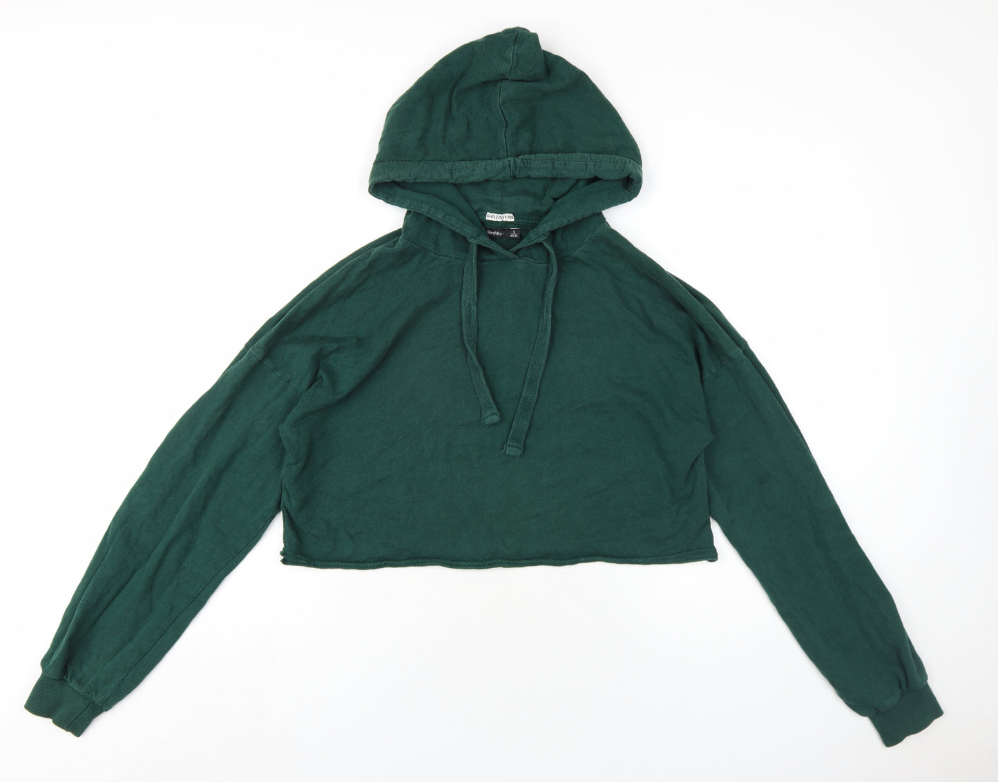 Bershka Womens Green Cotton Pullover Hoodie Size S Pullover