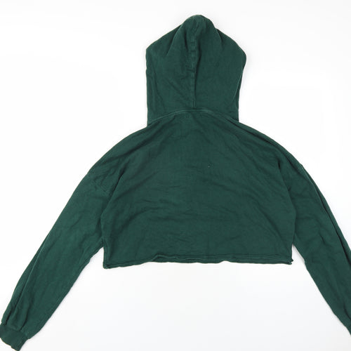 Bershka Womens Green Cotton Pullover Hoodie Size S Pullover