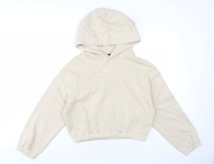 Zara Womens Beige Cotton Pullover Hoodie Size L Pullover