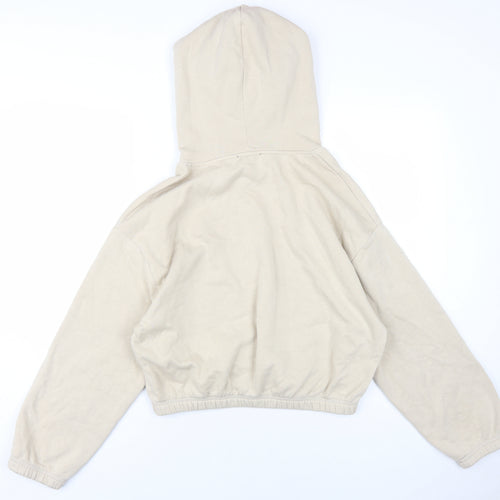 Zara Womens Beige Cotton Pullover Hoodie Size L Pullover