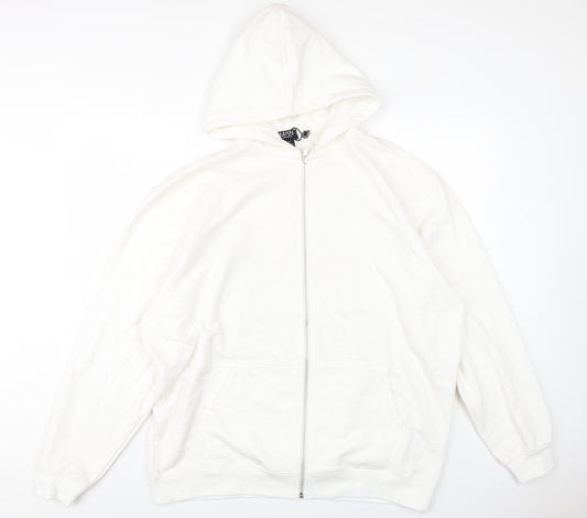 Boohoo Mens White Cotton Full Zip Hoodie Size M