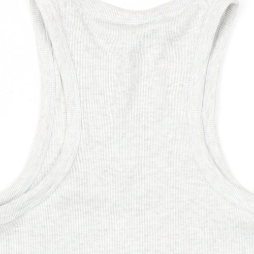 New Look Womens Grey Cotton Basic Tank Size 10 Round Neck