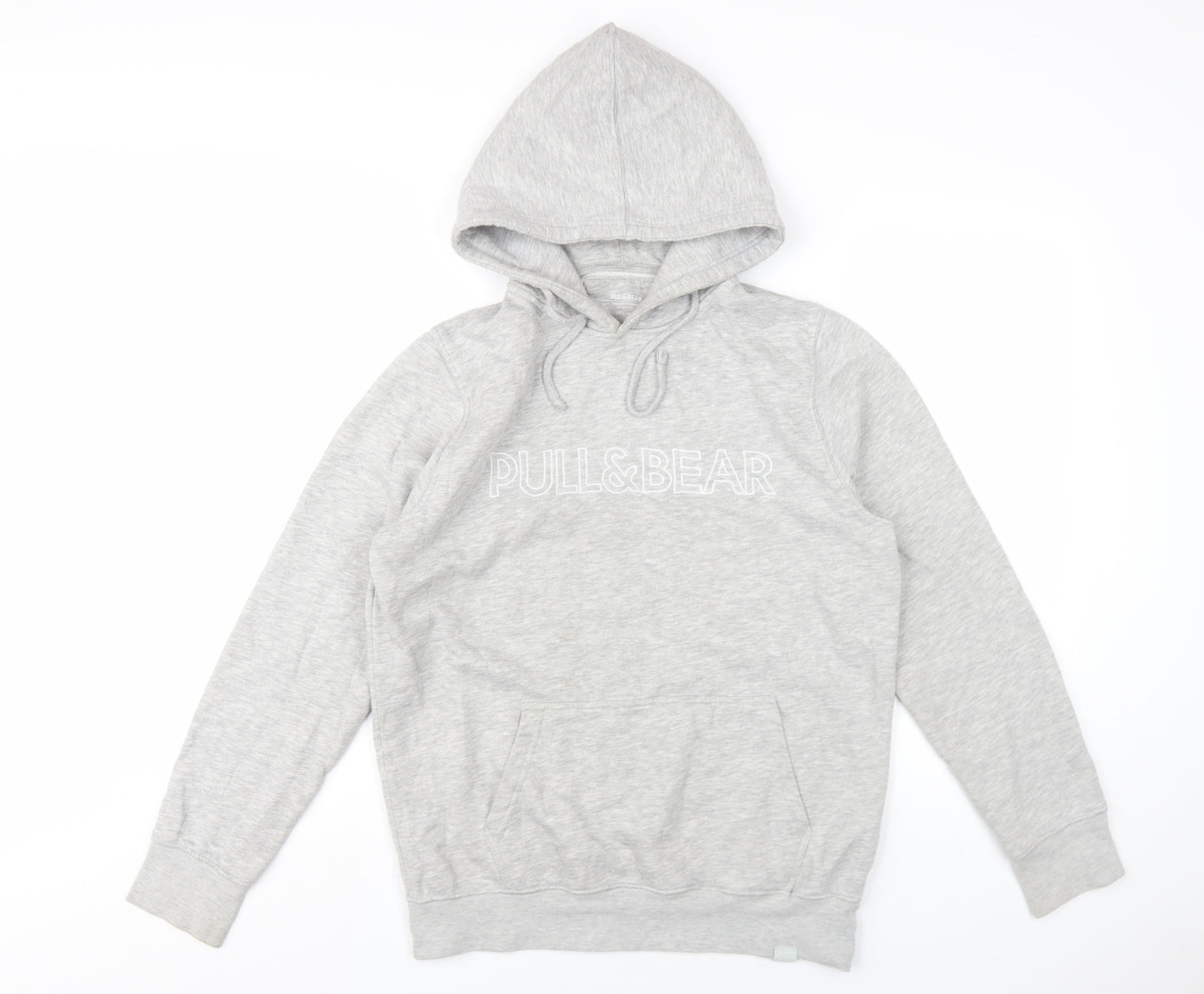 Pull&Bear Mens Grey Cotton Pullover Hoodie Size M