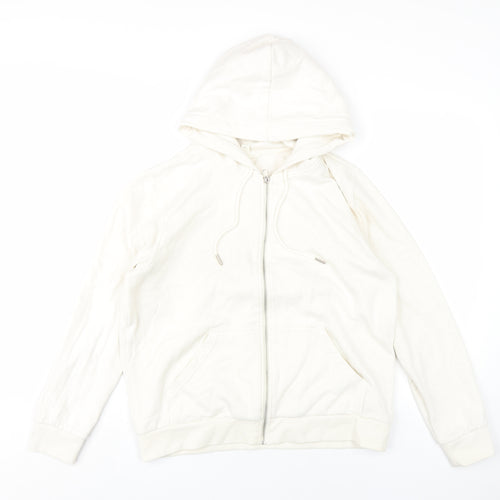 H&M Womens Ivory Cotton Full Zip Hoodie Size M Zip