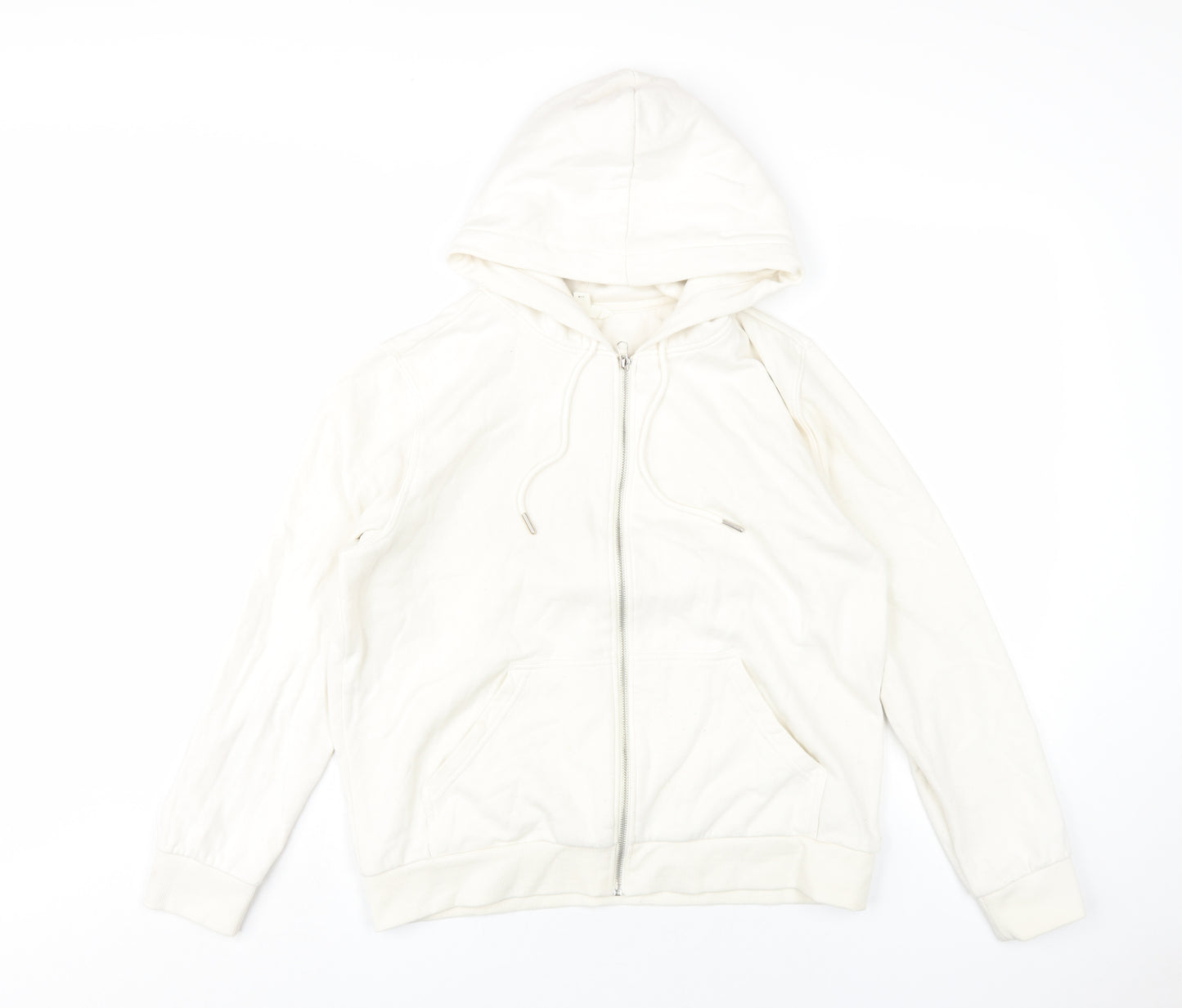 H&M Womens Ivory Cotton Full Zip Hoodie Size M Zip