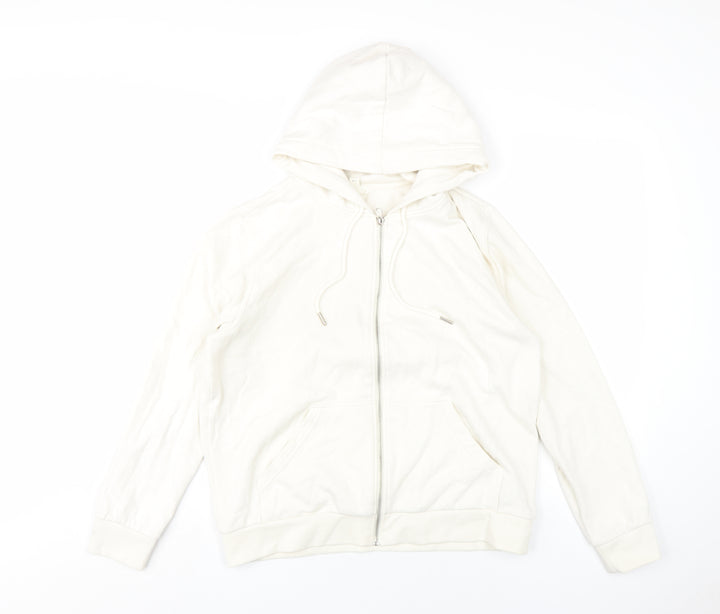 H&M Womens Ivory Cotton Full Zip Hoodie Size M Zip