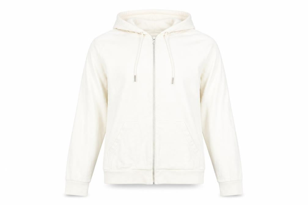 H&M Womens Ivory Cotton Full Zip Hoodie Size M Zip