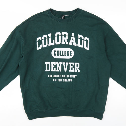 H&M Womens Green Cotton Pullover Sweatshirt Size S Pullover - Colorado College Denver