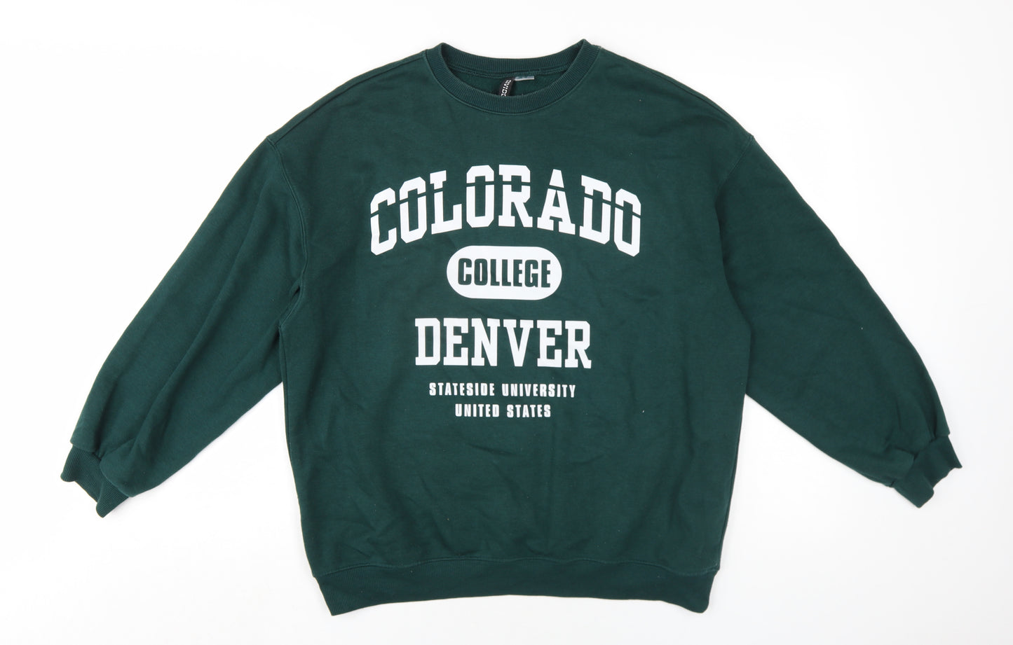 H&M Womens Green Cotton Pullover Sweatshirt Size S Pullover - Colorado College Denver