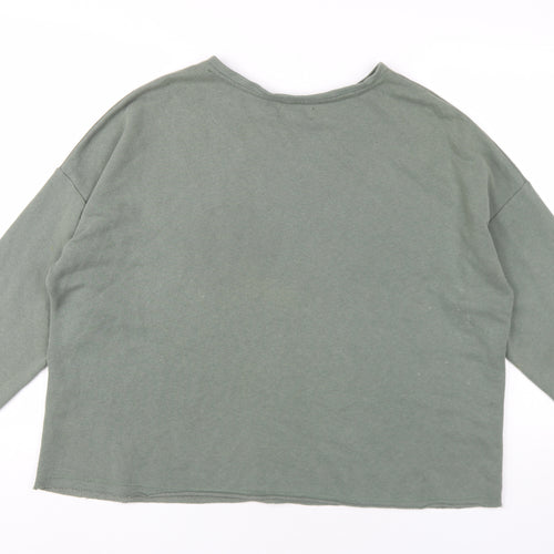 Pull&Bear Womens Green Cotton Pullover Sweatshirt Size XL Pullover