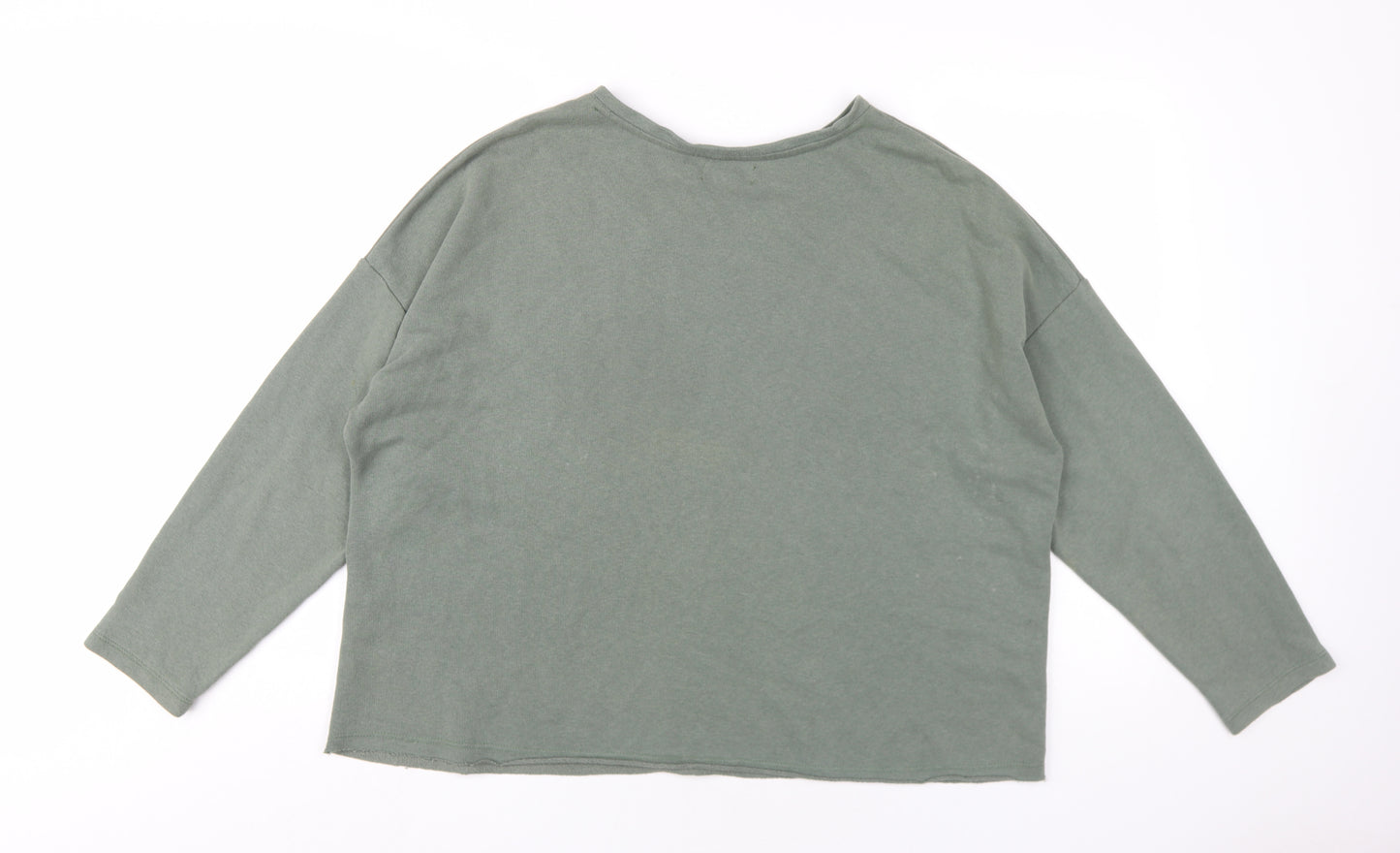 Pull&Bear Womens Green Cotton Pullover Sweatshirt Size XL Pullover