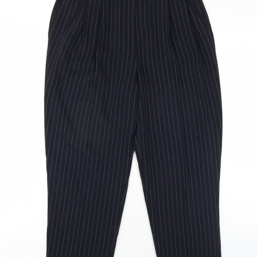 Warehouse Womens Black Striped Polyester Dress Pants Trousers Size 8 L25 in Regular Zip