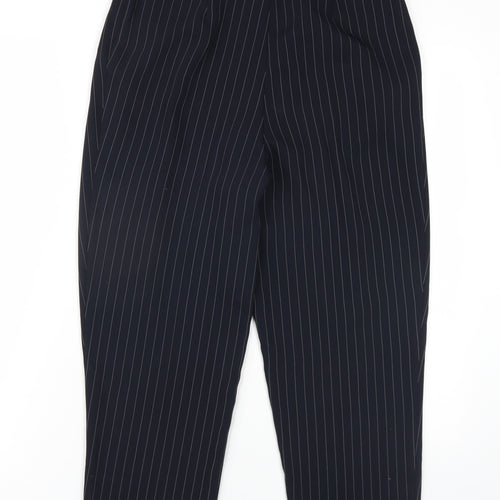 Warehouse Womens Black Striped Polyester Dress Pants Trousers Size 8 L25 in Regular Zip