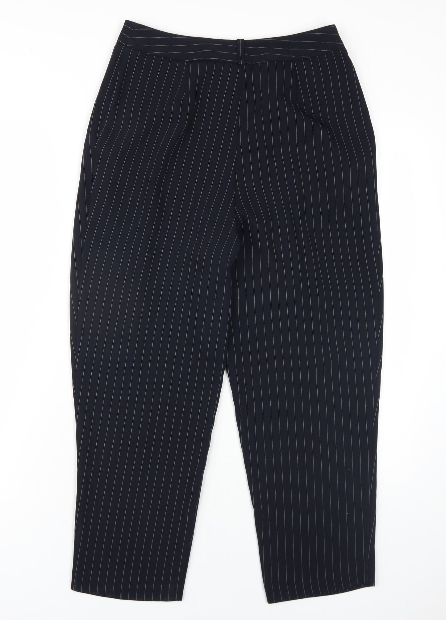 Warehouse Womens Black Striped Polyester Dress Pants Trousers Size 8 L25 in Regular Zip
