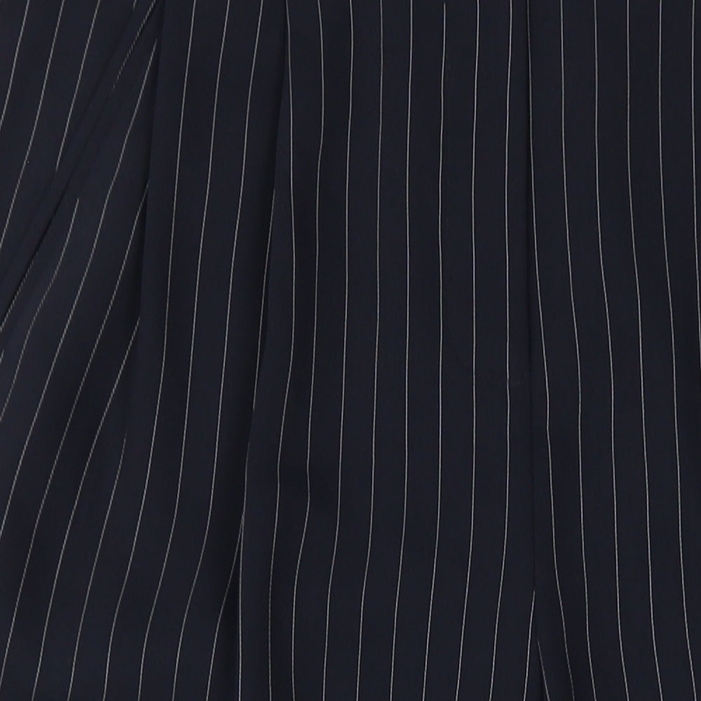 Warehouse Womens Black Striped Polyester Dress Pants Trousers Size 8 L25 in Regular Zip