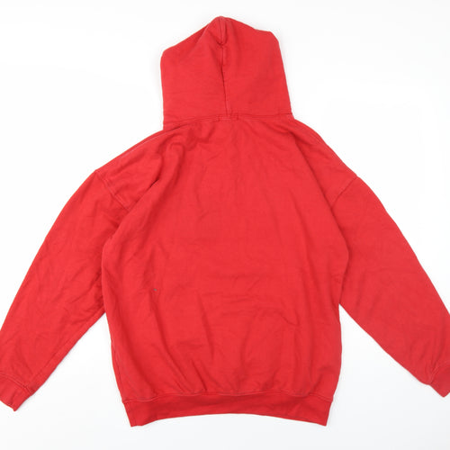 Boohoo Womens Red Cotton Pullover Hoodie Size S Pullover