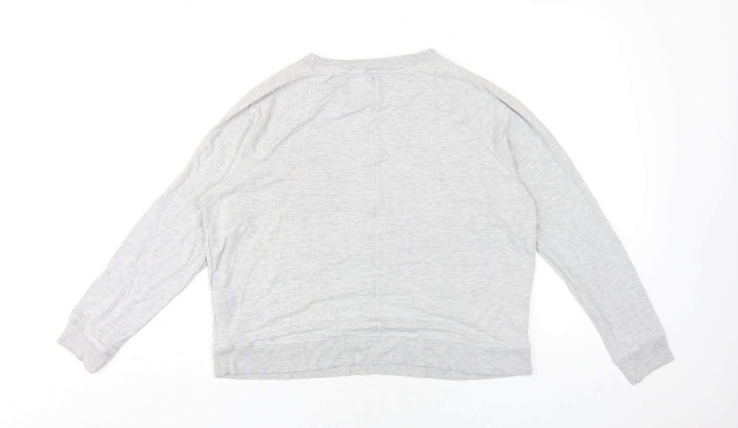 GOODMOVE Womens Grey Vinyl Pullover Sweatshirt Size 16 Pullover