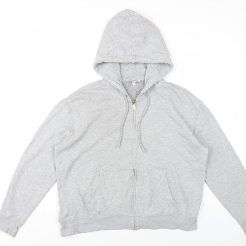 H&M Womens Grey Cotton Full Zip Hoodie Size M Zip