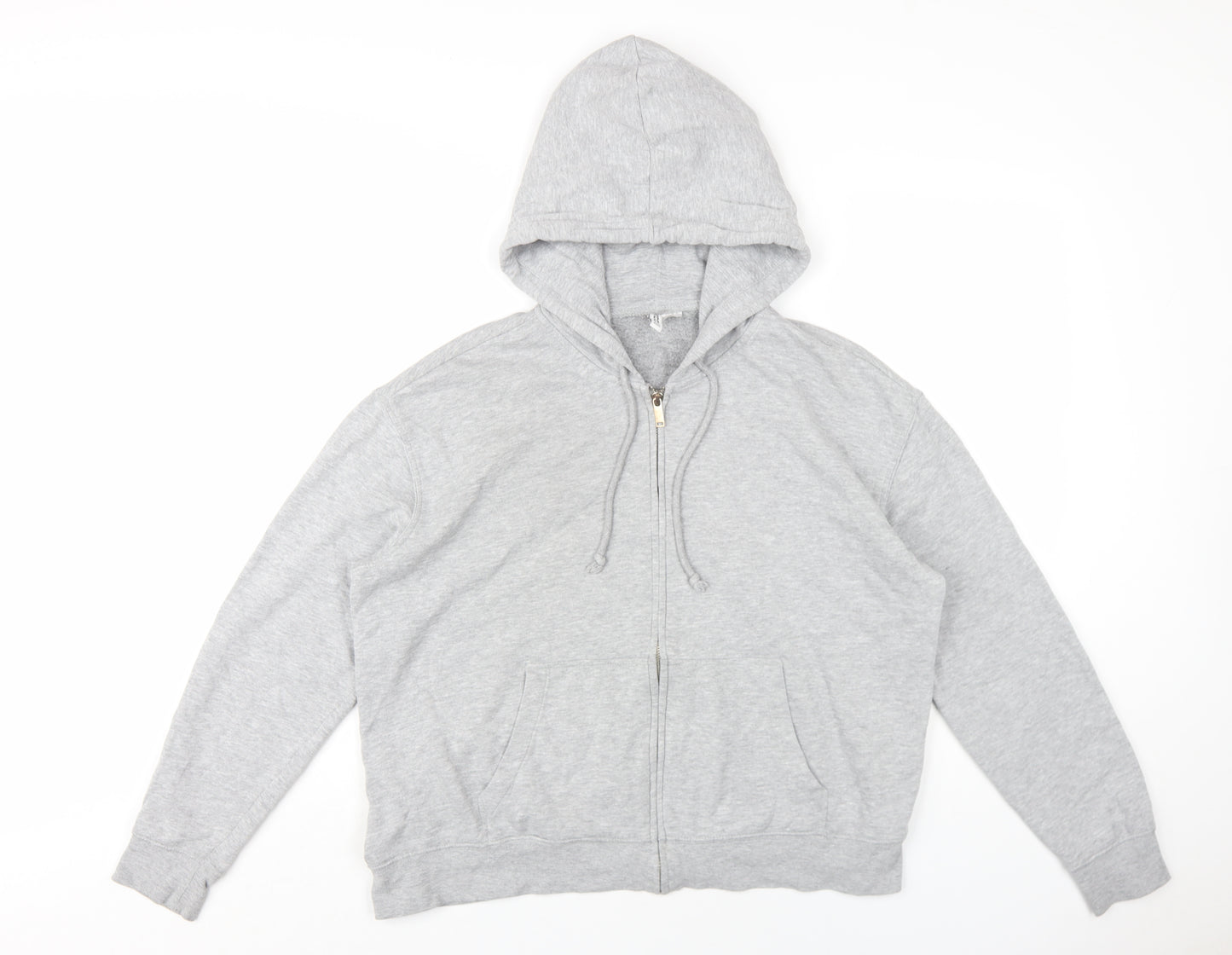 H&M Womens Grey Cotton Full Zip Hoodie Size M Zip