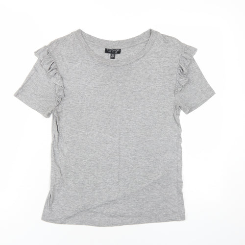 Topshop Womens Grey Viscose Basic T-Shirt Size 10 Round Neck